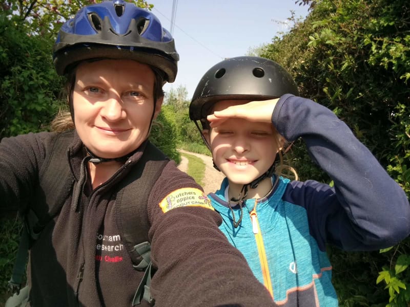 ruth challis and daughter on bike ride for 2.6 challenge